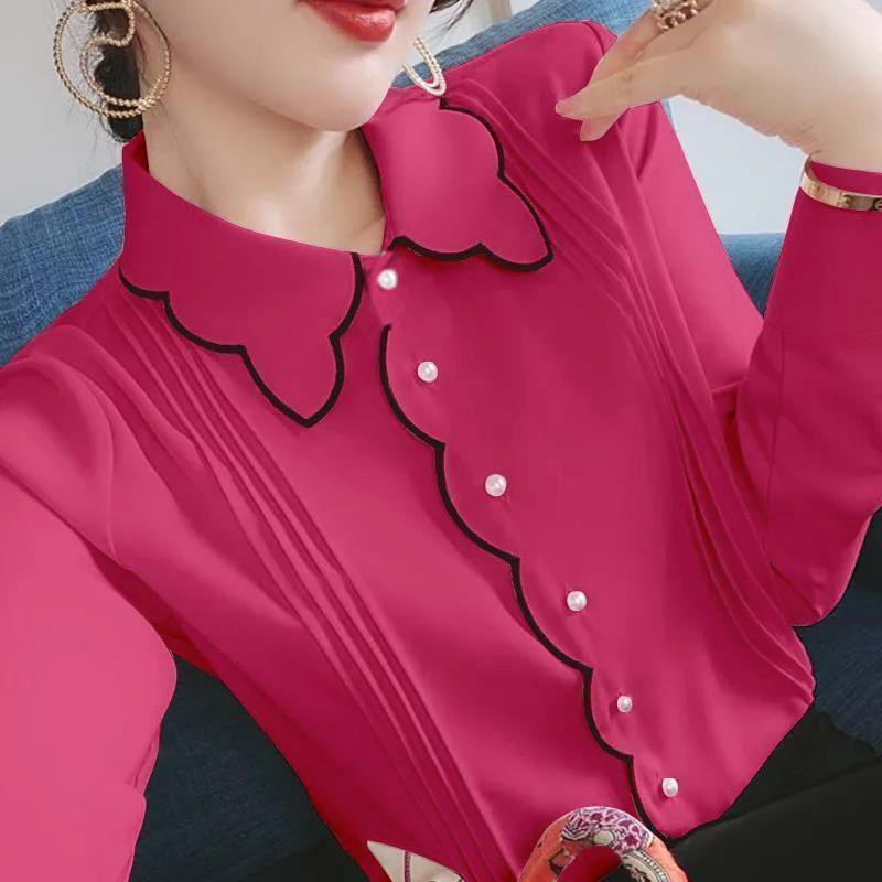 Chiffon Shirt Women's Spring and Autumn New Fashion Loose Plus Size Show Thin Foreign Style Leggings Shirt Top Women's Shirt