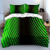 3Pcs Green Gradient Dot Bedding Set, Abstract Optical Pattern Duvet Cover + 2 Pillowcases,Single Double King Queen, Gift