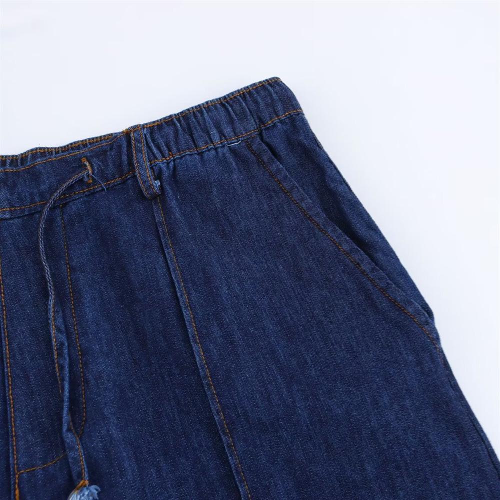 2025 Spring Women's Loose Fit Denim Shirt & Straight Leg Pants Set