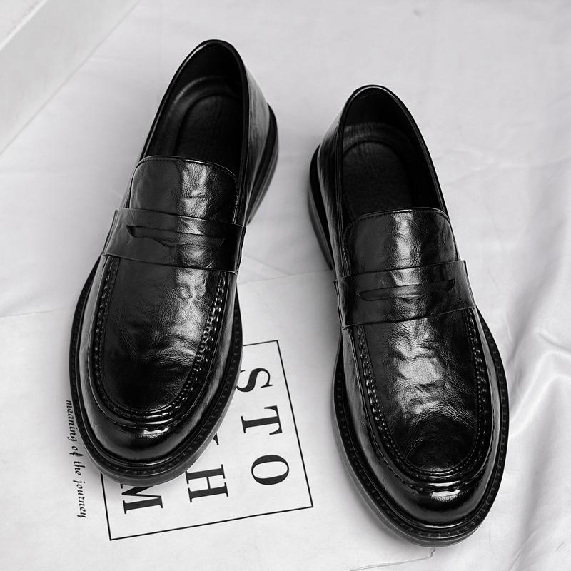 Inner Height Increase Business Casual Leather Shoes Men's 6cm Foot Set Men's Shoes One Pedal Low-top Doudou Shoes Men's