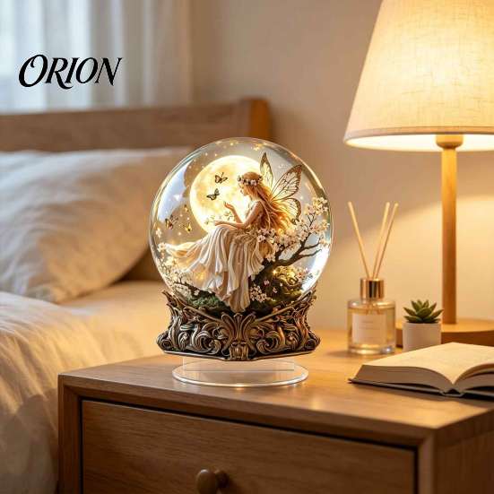 Sternenhimmel Geschenke Mond Stern/Fee Kristallkugel Ornament, Dekorative Acryl Kugel für Schlafzimmer Wohnzimmer Langlebige Balkon Ornamente Zimmer Schreibtisch Dekoration,