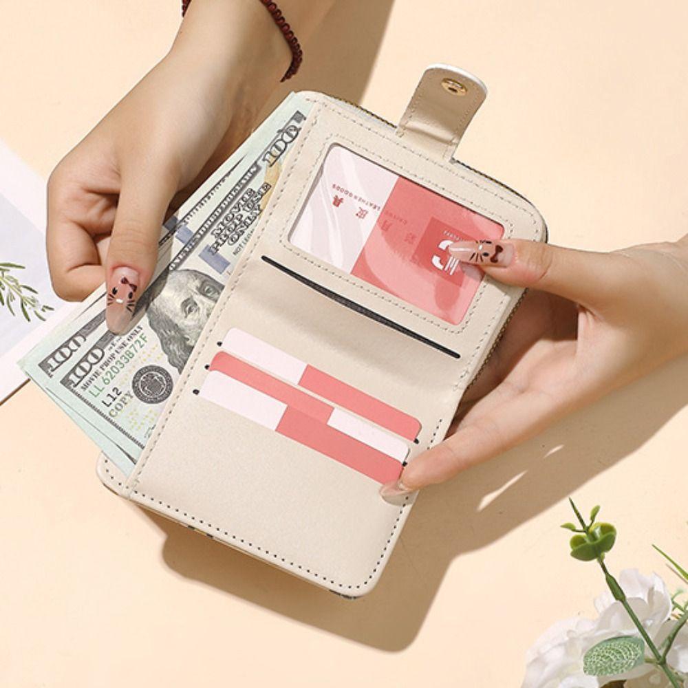 Cute PU Leather Short Wallet Bear Short Coin Purse Zipper Storage Bag Women Girls