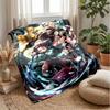 Demon Slayer Printed Flannel Blanket Skin Friendly Warm Decorative Throw for Indoor Couch Bed Daily Use