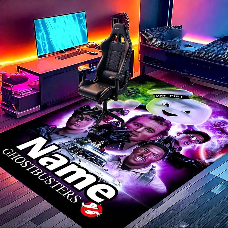 Custom Name Personalized Ghostbusters Print Carpet, Versatile Home Decor Rug, for Playroom, Apartment, Balcony, Entryway, Hallway Gift