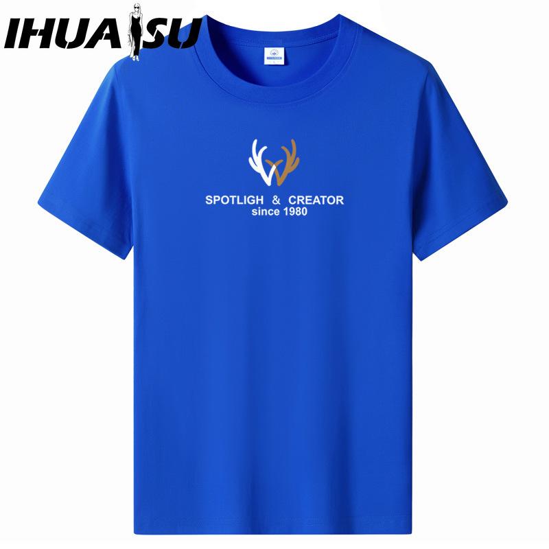

Футболка с коротким рукавом IHUASU из хлопка, мужская модная свободная рубашка с коротким рукавом, напечатанная сострадательная рубашка XXXXXL синий