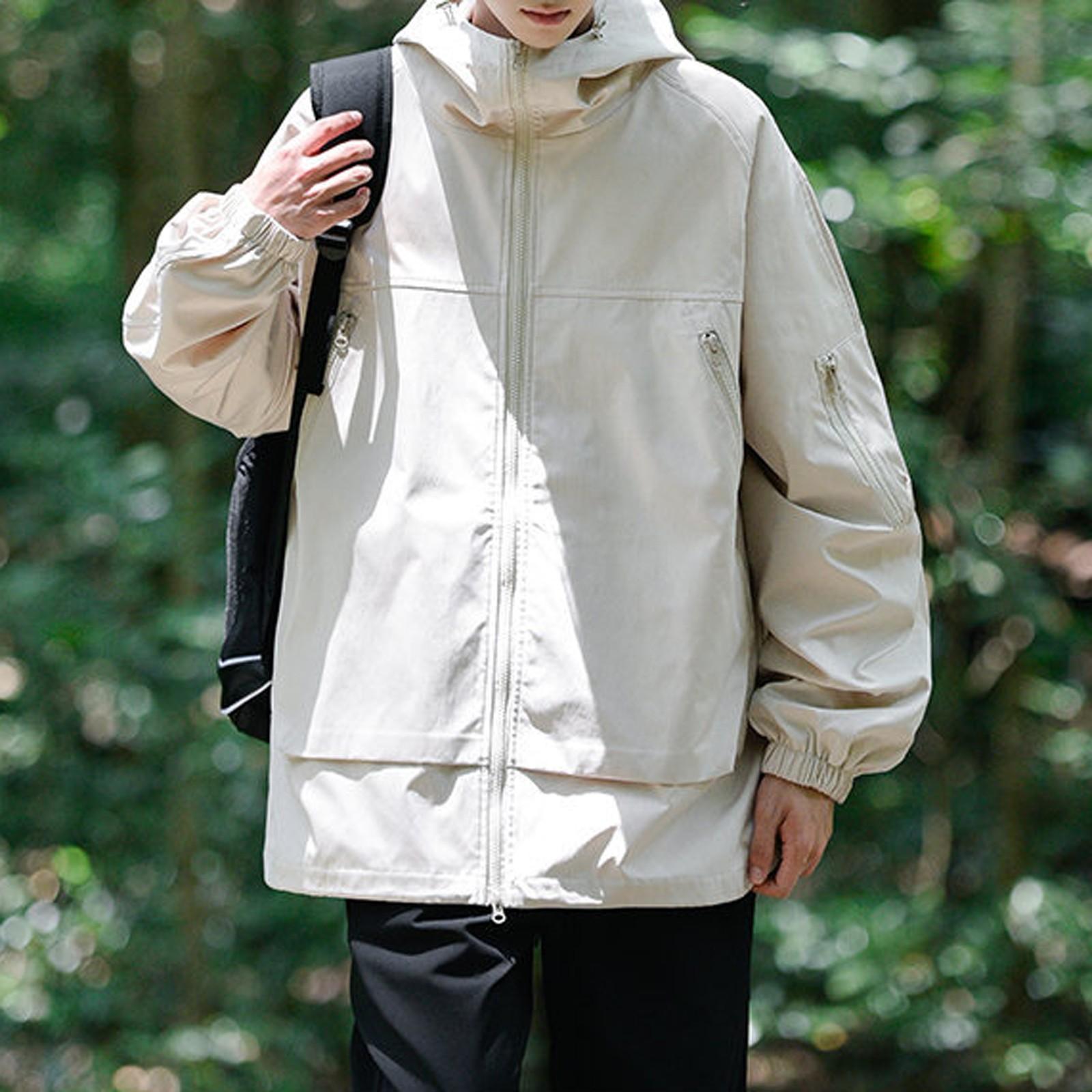 

И Зимний Мужской Однотонный Уличный Альпинистский Штурмовой Костюм Рабочая Одежда Пальто с Капюшоном XL хаки