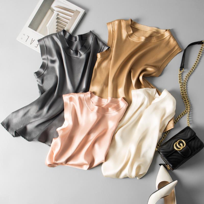 Plus Size Women's Silk Satin Camisole Vest - Mulberry Silk Base Layer Top