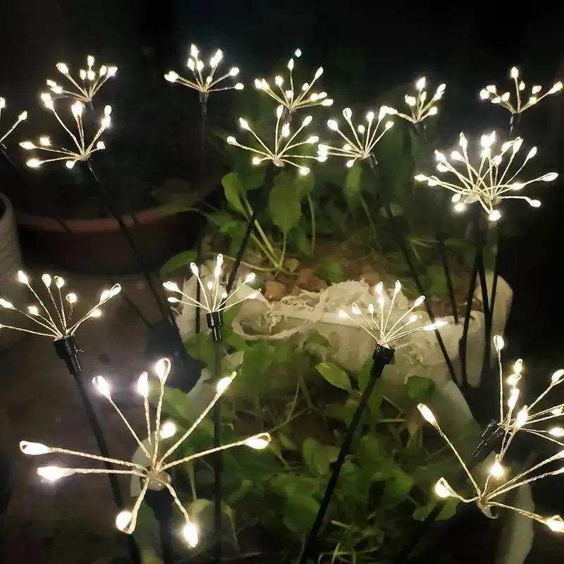1PC Solar LED Floral Firework Garden Lights Outdoor Waterproof Lawn Lamp,Landscape Lighting For Yard,Terrace,Balcony,Path,Park