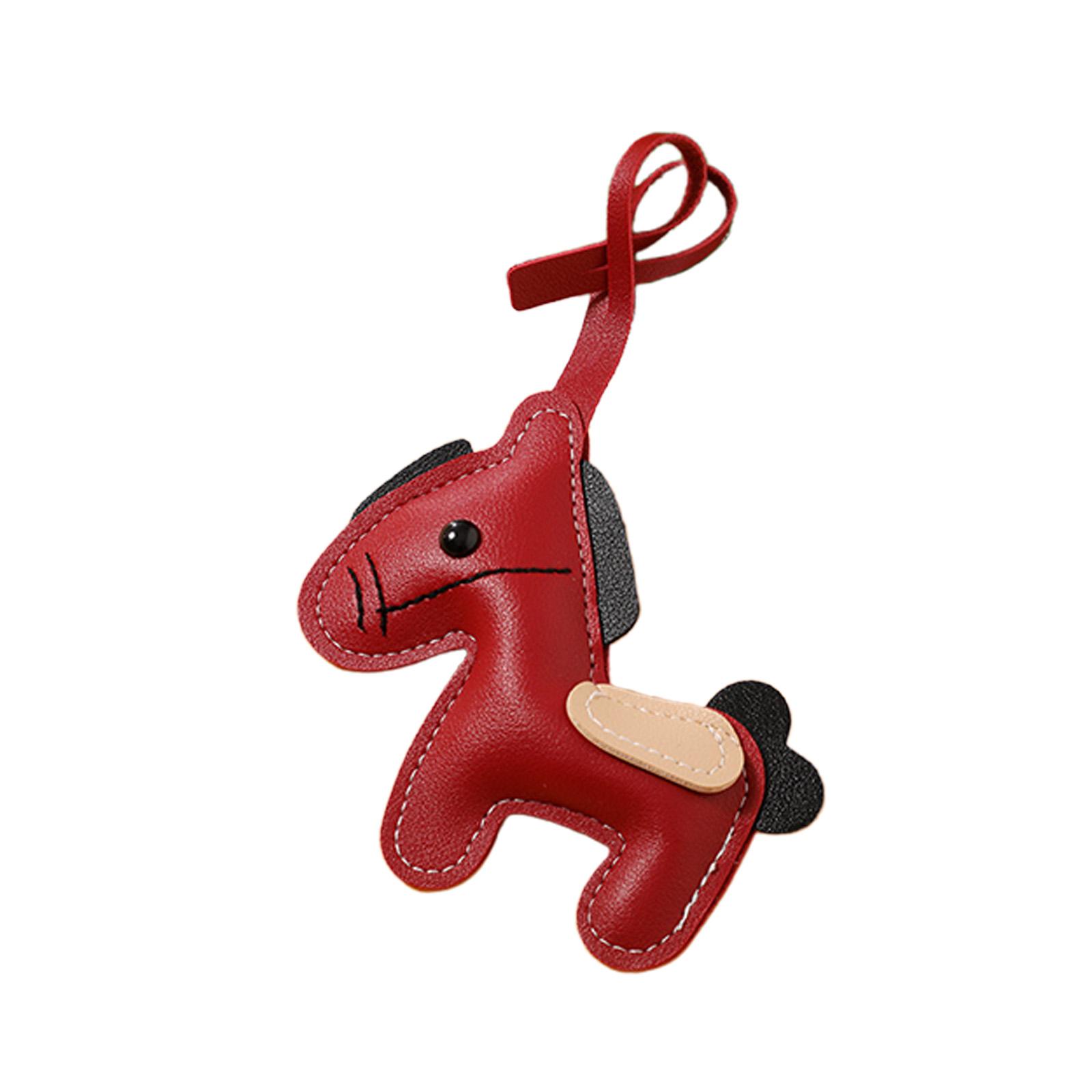 

Stylish Horse Theme PU Leather Key Accessory Handmade Stitching Vibrant Color Compact Design Keyring Gift for Adults красный