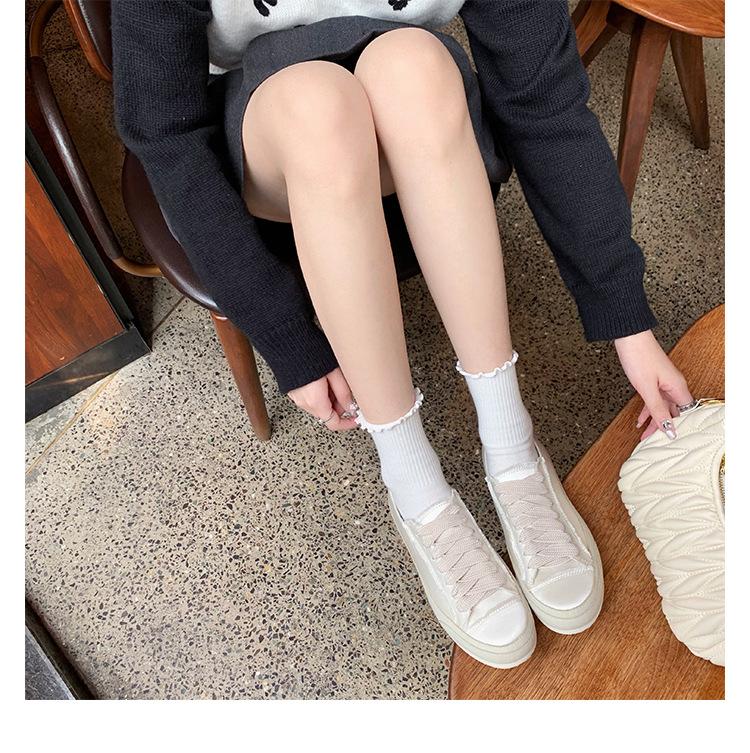 Sheepskin version Spanish niche silk satin leather shoes versatile little white shoes women's flat casual sports shoes