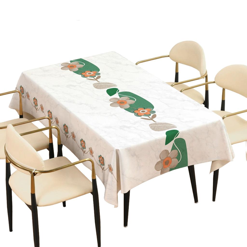 Rectangular PU Tablecloth Waterproof Oil-Resistant Non-Slip Silk Texture For Home Dining Table