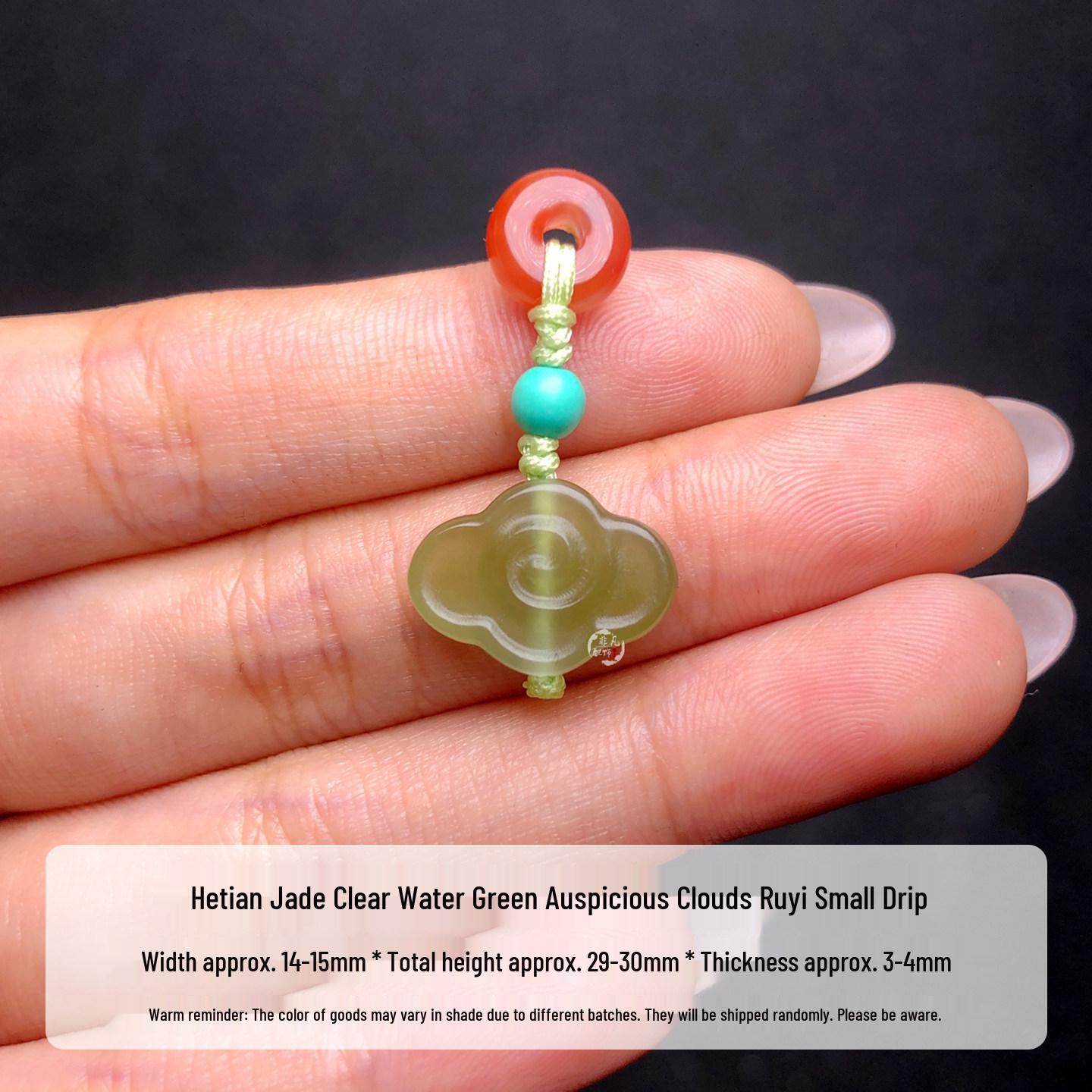 Hetian Jade Chinese Knot Ruyi Lotus Pendant for DIY Jewelry