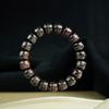 Indian Lobular Red Sandalwood Handmade Silver-inlaid Gold Hoop Bracelet Surrounded by Inlaid Paper Pattern Old Beads with Beads Bracelet