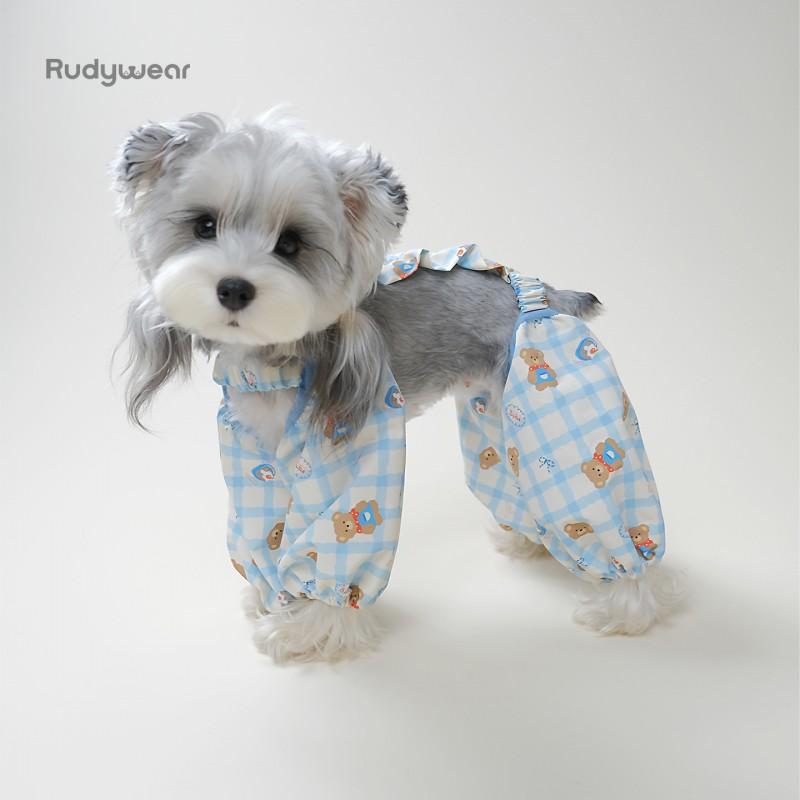 Pet Dust-Proof Leggings Small Dogs Outdoor Walking Pants Blue Cartoon Print XS-XXL