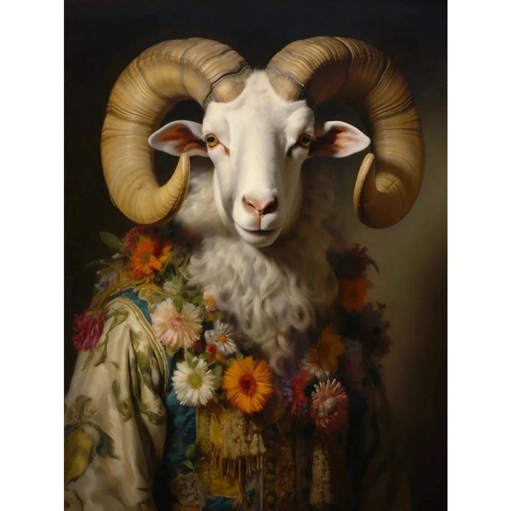 Vintage Palace Aristocrat Gorgeous Costume Animal Tiger Lion Deer Art Poster Canvas Paintings Wall Art Pictures Home Room Decor