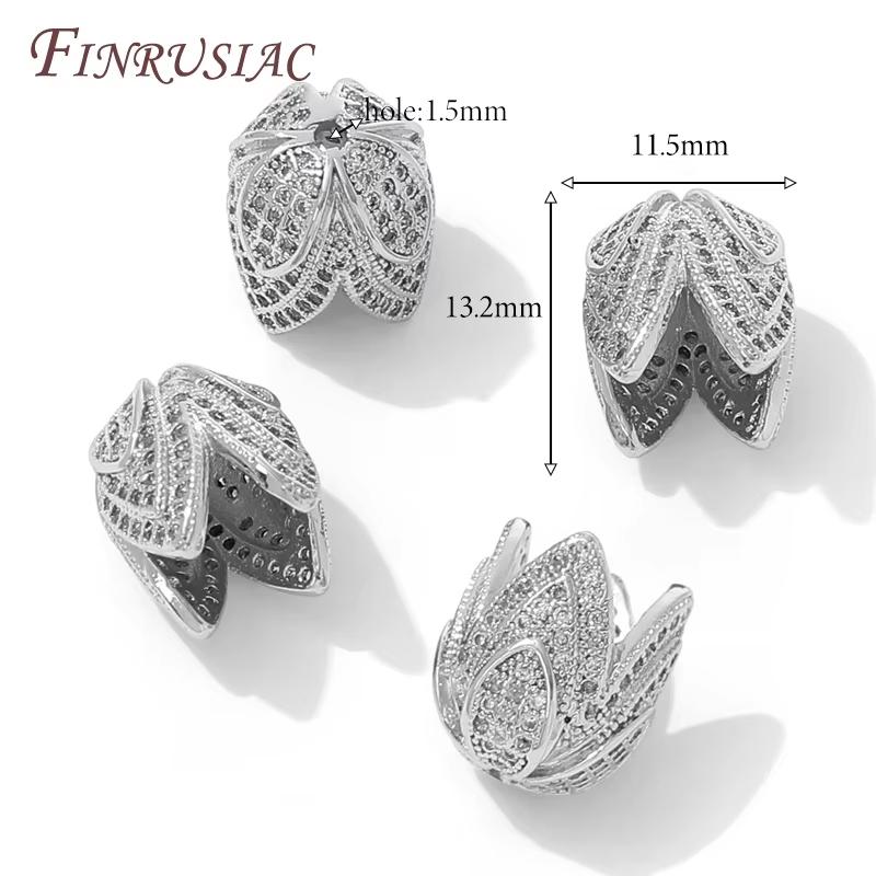 18K Gold Plated Brass with Zircon Spacers Bead Caps For Jewelry Making,Flower Bead End Caps DIY Necklace Bracelets Accessories