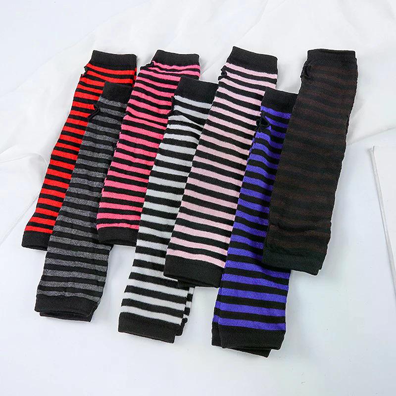 Outdoor Fashion Warm Wrist Glove Winter Warm Long Sleeves Gloves For Man Women Fingerless Stripe Knitted Elbow Mittens Elastic