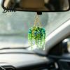 Beaded Sun Catcher Charm Faux Suncatcher Green Artificial Handmade Terracotta Plants Car Crystal Hanging Plant with Beads for Rearview