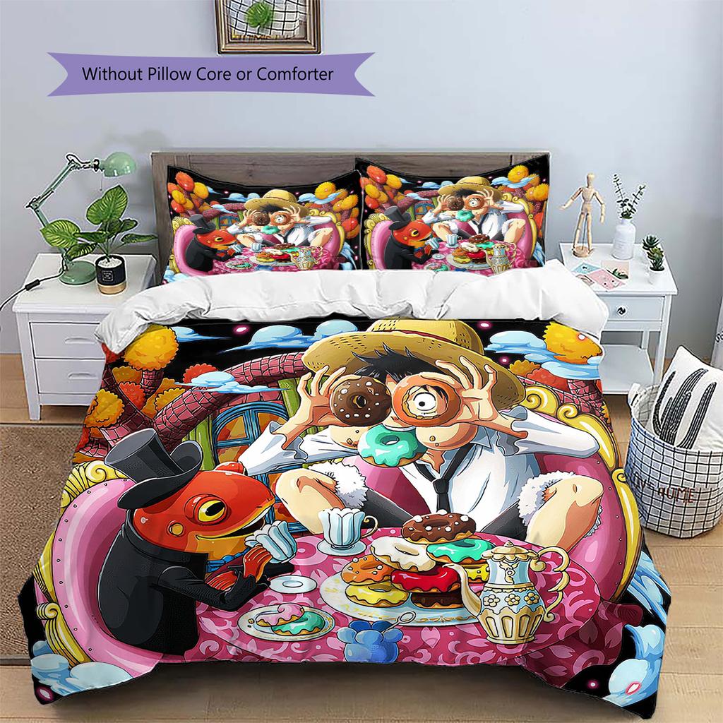 Cartoon Pattern Bedding Quilt Set Quilt Cover Pillowcase Home Decoration Birthday Gift (1 * Duvet Cover + 2 * Pillowcase, Without Core)