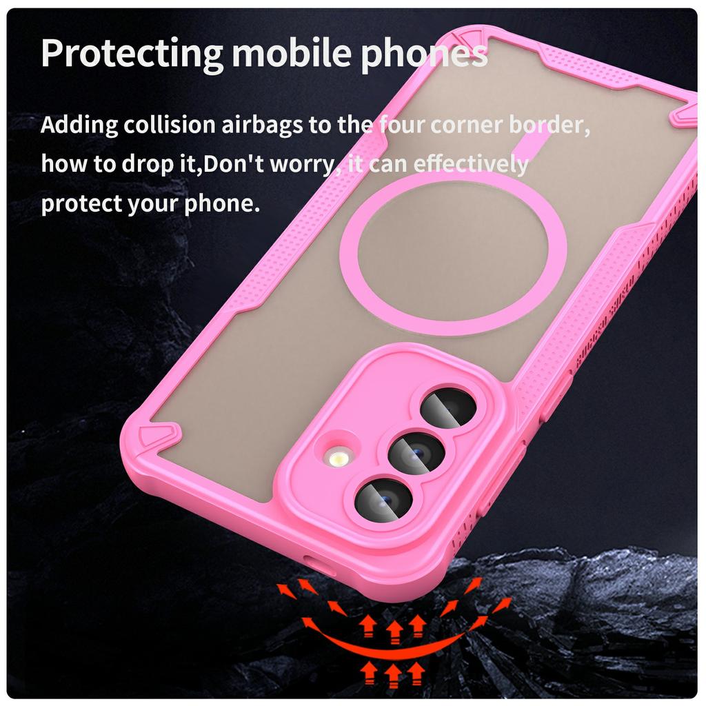 For Samsung Galaxy S26 Magnetic Case Dual Color Line Leather Coated PC + TPU Phone Cover