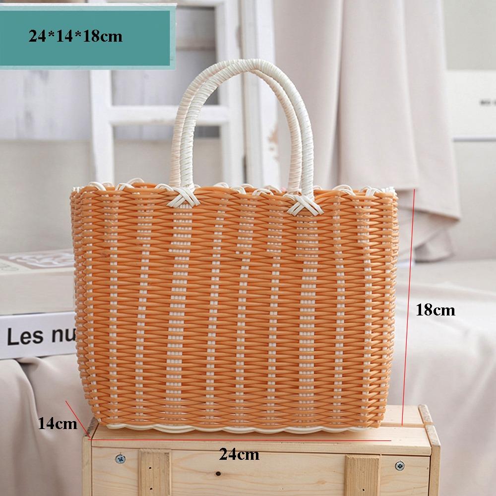 Cesta de Almacenamiento de Mimbre Tejido para Picnic, Empaque de Frutas y Verduras para el Hogar, PE