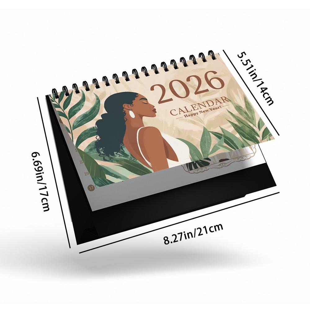 1pc 2026 Calendar, Cartoon Black Women Theme, 12 Months Monthly Schedule,Desk Calendar, Perfect Gift for Birthdays & Christmas