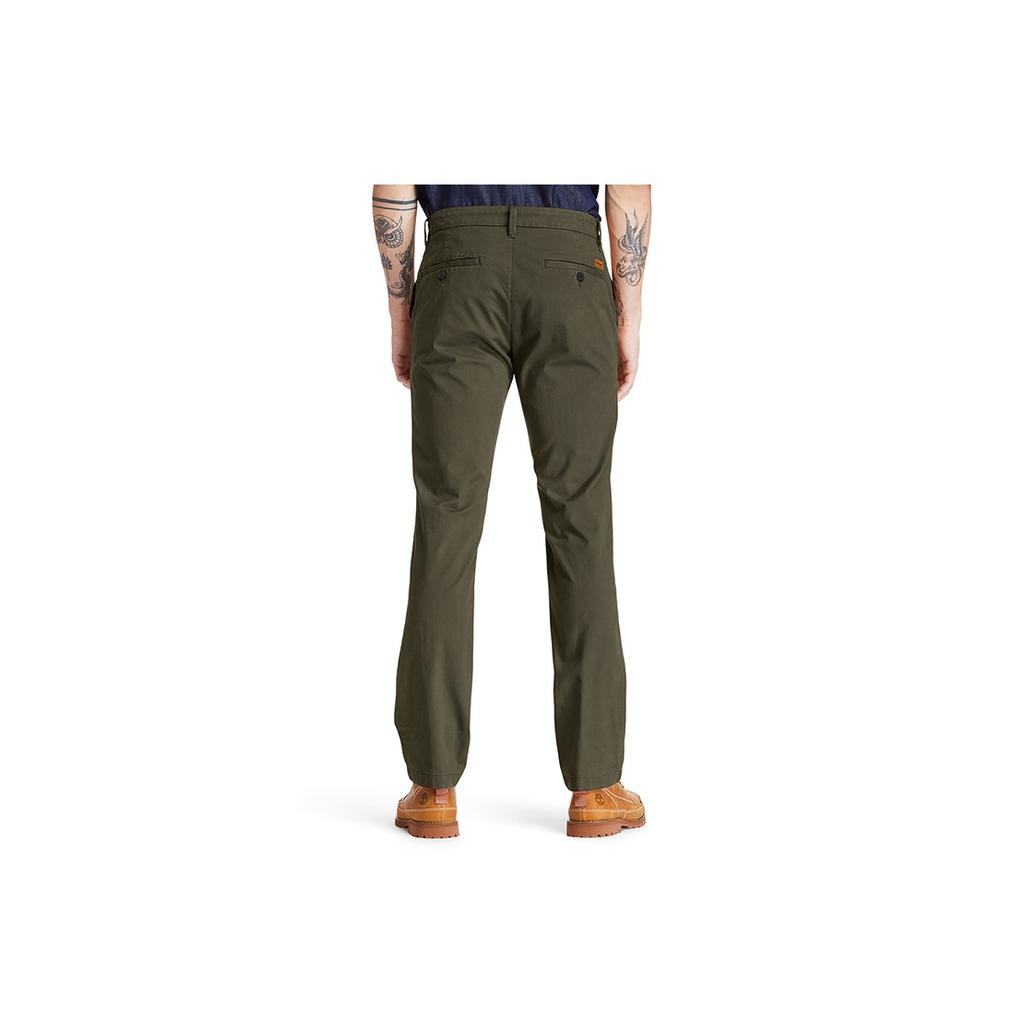 Timberland Casual Elastic Straight Breathable Solid Color Pants Men bottoms Army-Green A2BZA-A58