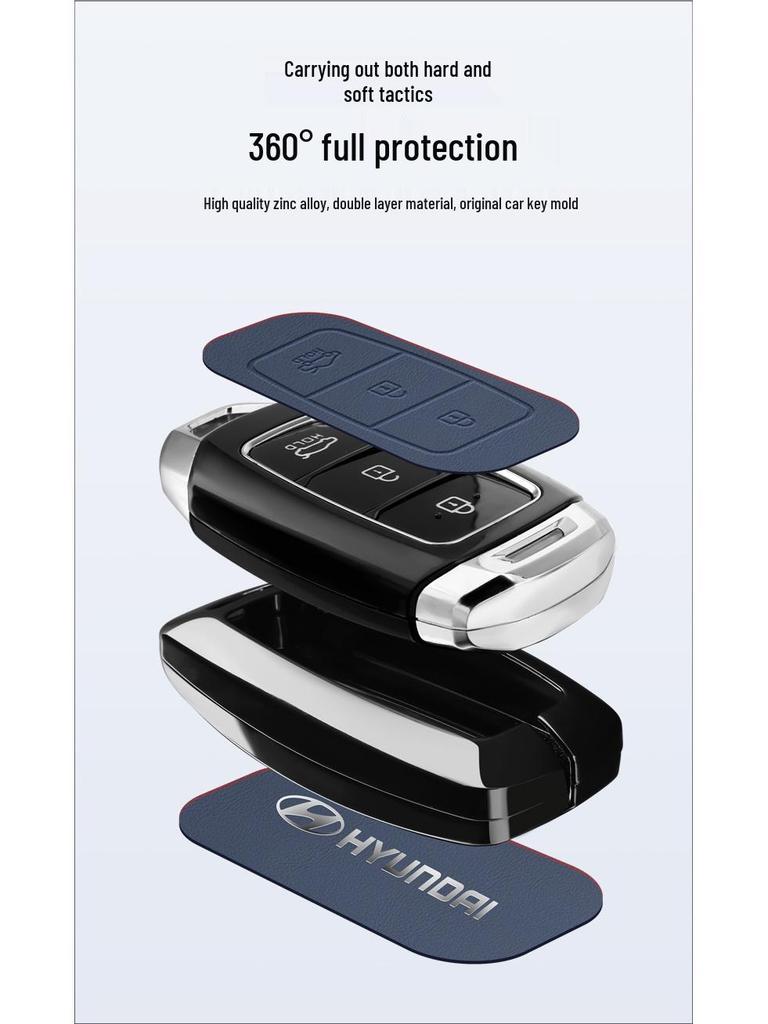 Key Cover Compatible with Beijing Hyundai Ix35, Elantra, Festa, Verna, Ix25, Santa Fe - Premium Men's Bag Case