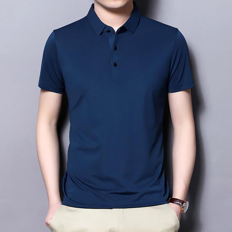 Hochelastisches Nahtloses Herren-Poloshirt aus Eisseide - Schnelltrocknend, Sommer, Kurzärmlig, Bügelfrei, Neuer Stil