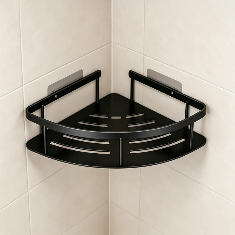Shower Organization Adhesive Shelf No Drill Corner Shampoo Holder one size
