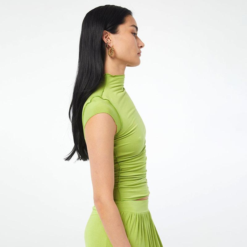 YYFS Women's Fashion Casual Summer Spring Solid Color Print Short Sleeve Half Turtleneck Blouses & Shirts