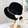 Hat Lace Ribbon Bow Knitted Hat Women's Summer Seaside Vacation Breathable Sun Hat Sunscreen Knitted Hat