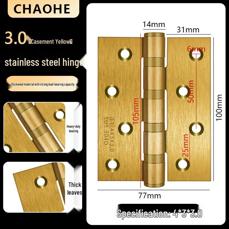 4-inch Silent Bearing Male-Female 304 Stainless Steel Hinge for Wooden Doors