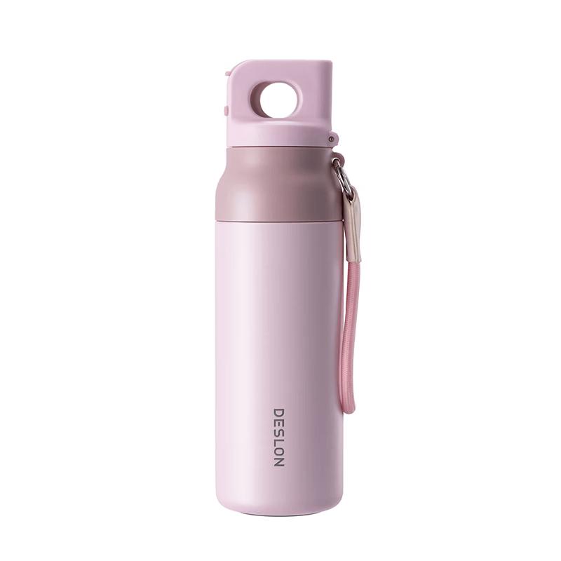 Deslon Easy-Move Quick-Open Double-Drink Stainless Steel Travel Mug