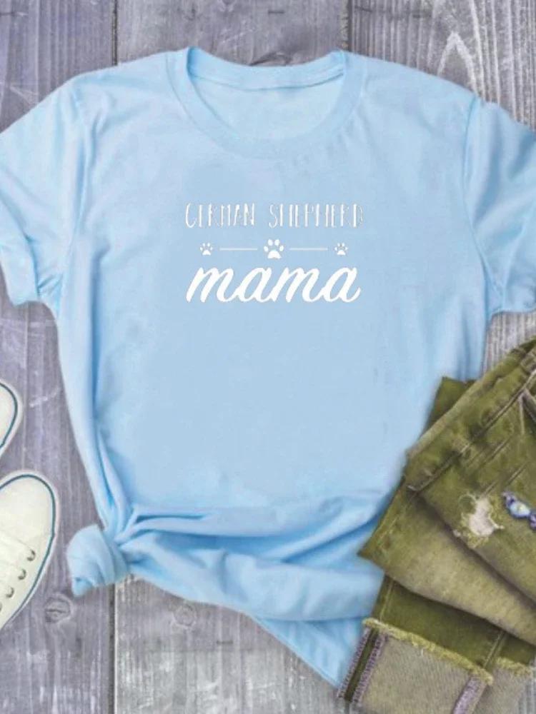 GERMAN SHEPHERD Mama Letter Print T Shirt Women Short Sleeve O Neck Loose Tshirt Ladies Summer Women Tee Shirt Tops