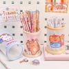 Cartoon Round Folding Pen Holder - Creative Desk Storage for Students & Offices