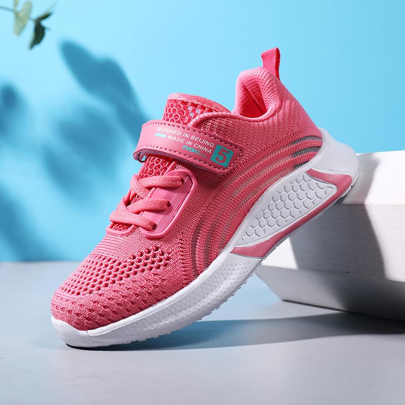 

819 summer classmates, hollow and breathable fly-woven hole mesh cloth surface children s sports shoes, lightweight girls casual running shoes 38