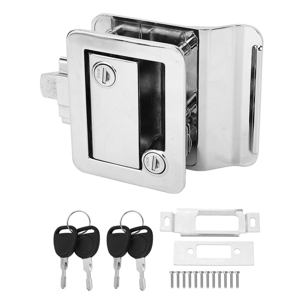 Plated Metal RV Door Lock with 4 Keys Advanced Locking Technology Secure Lock Travel Trailer Truck