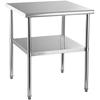 Stainless Steel Prep Table, 30 x 30 x 36 Inch, 800lbs Load Capacity Heavy Duty Metal Worktable with Adjustable Undershelf & Feet, Commercial