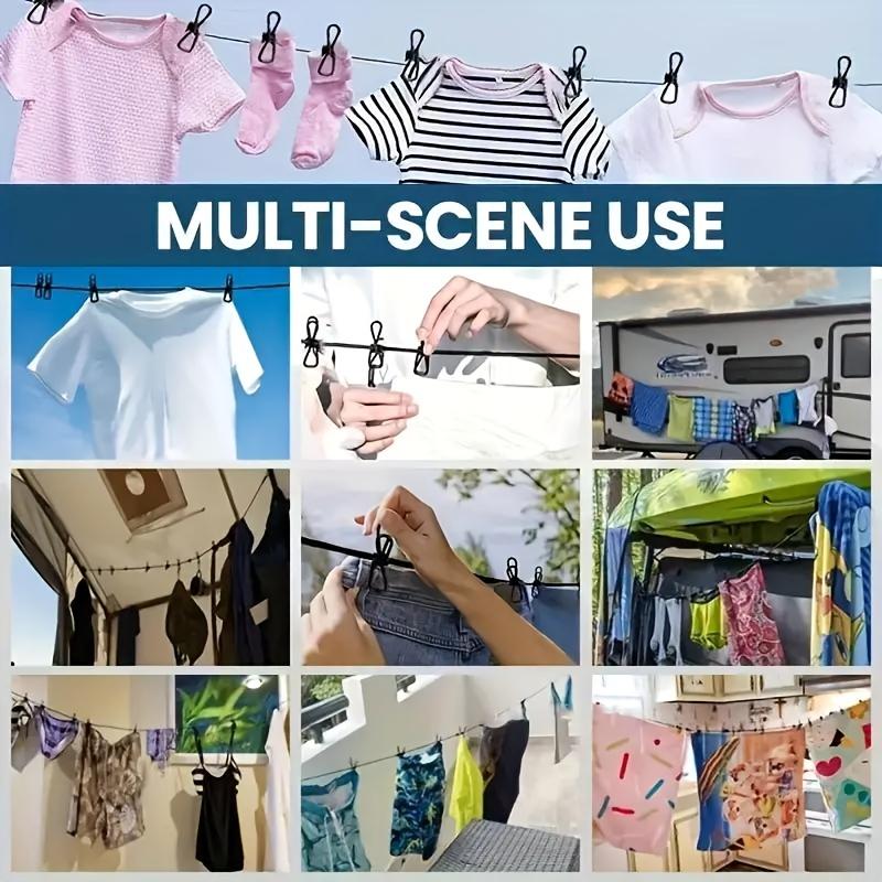 Portable Travel Clothesline with Elastic and Windproof Hangers - Compact, Foldable and Durable Laundry Drying Rack for Home