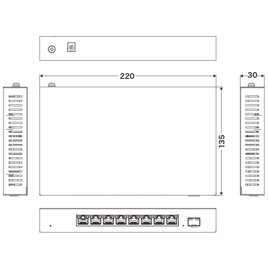 IODATA 10G Compatible Switching Loop Detection and Prevention Wall Japanese 8-Port SFP+ 2.5Gbps Hub, Multi-Gigabit Port,