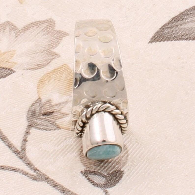 925 Sterling Silver Larimar Gemstone Ring Solid Stone Fashion Statement Ring for Womens Gift idea Gemstone Jewelry 6.1 Gms Approx