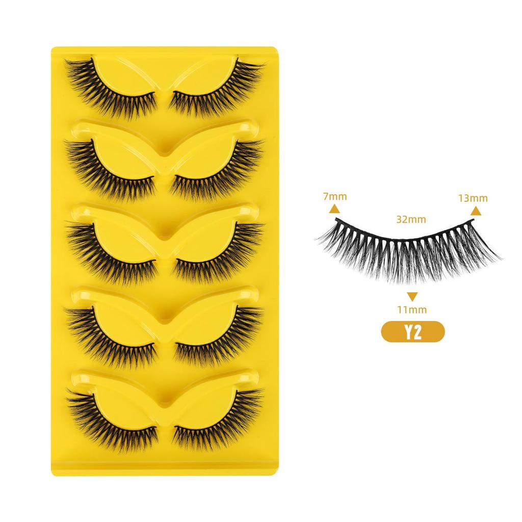 Five-Pair Set of Thick, Curly, 3D Fox-Eye Cat-Eye False Eyelashes