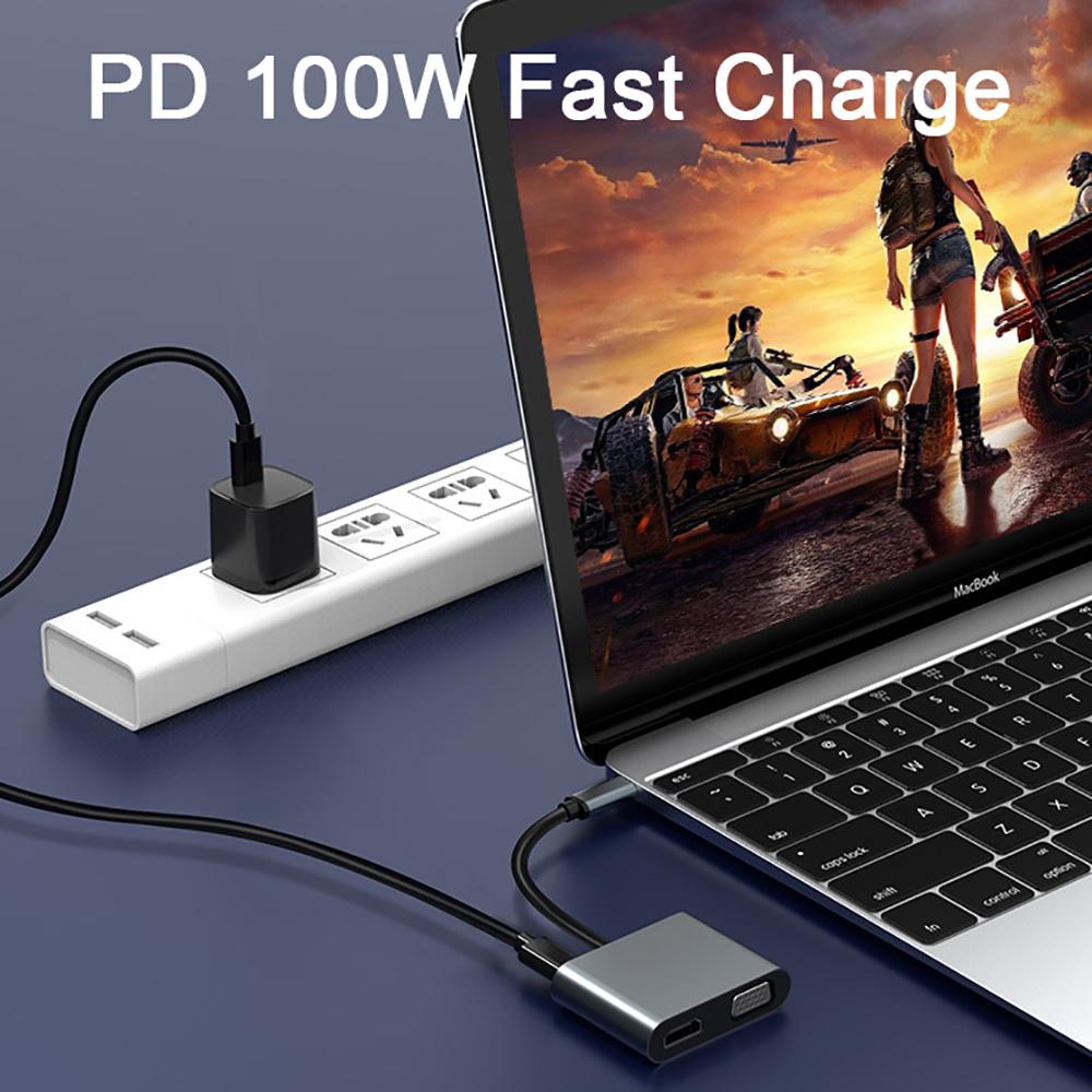 Estación de acoplamiento 4 en 1, adaptador USB C Hub tipo C a HDMI dual, expansión de pantalla 4K 60 Hz, USB 3.0 para computadora portátil, teléfono y PC
