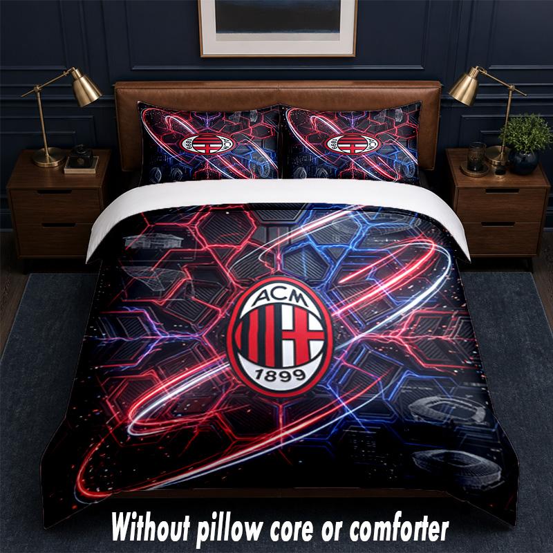 AC Milan Design Bed Bedding Set 1 Duvet Cover + 2 Pillowcases Soft Breathable Household Bed Linens