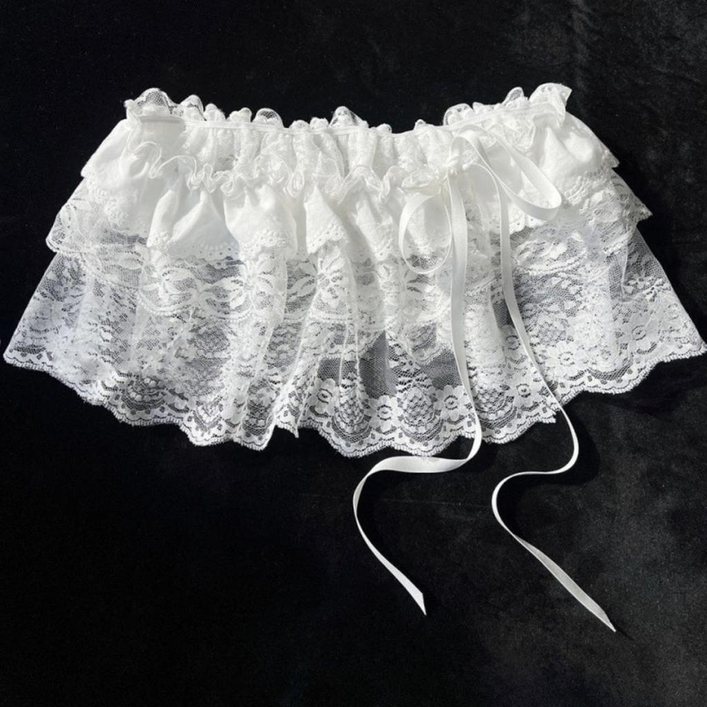 Korean Fashion Lace Irregular Skirt Curtain Flowers Lace Mesh Halfbody Skirt Women Summer Bottoms Jeans Decorative Hemline