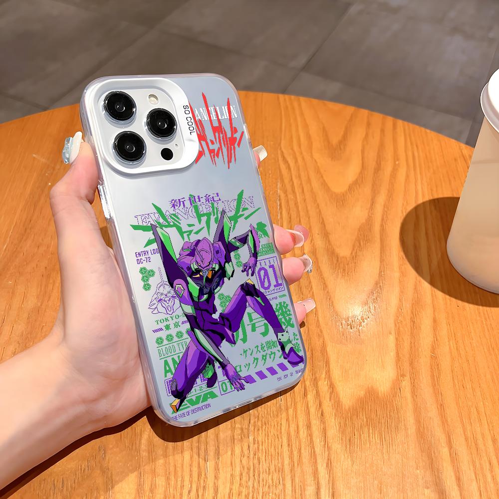 Anime E-Evangelion Eva-01 Handyhülle Für iPhone 16 15 14 13 12 11 Pro Max Weiß Matt Laser Metallic Aurora Funda
