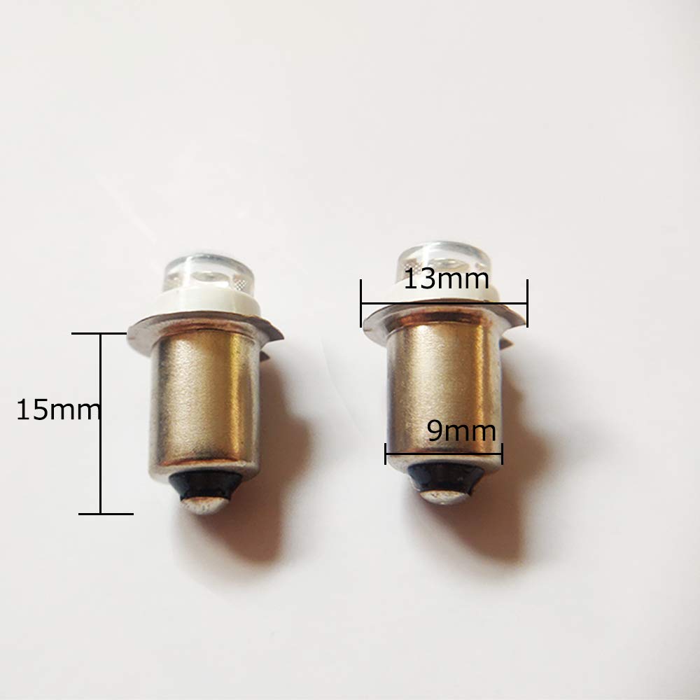 2-Pack P13.5S LED Bulbs, 5V-24V Compatible (6V9V12V16V18V19.2V24V), 0.5W, Replacement Bulbs for FlashlightsLights