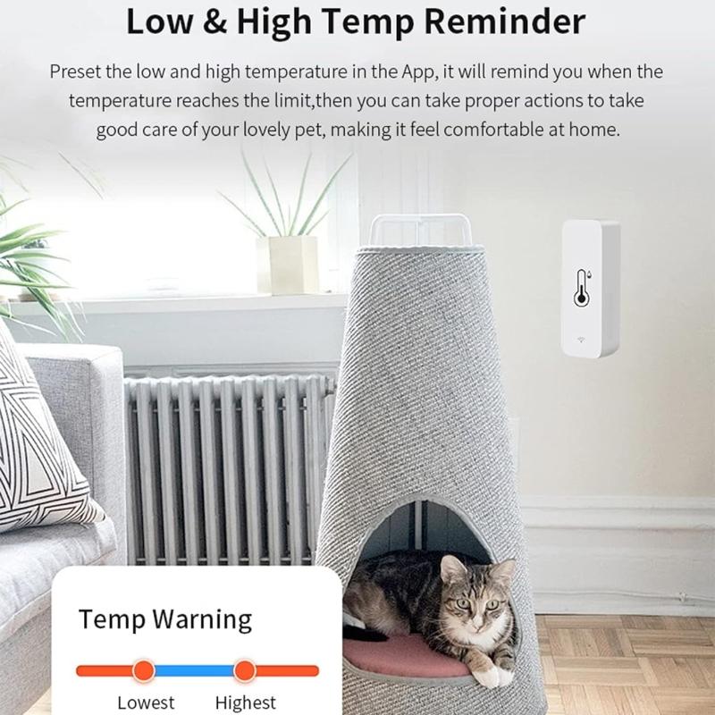 WiFi Temperature Humidity Sensor Smart Hygrometer Thermometer Sensor with APP Remote Monitor and Alert High Precision Indoor Thermometer No Hub Requir