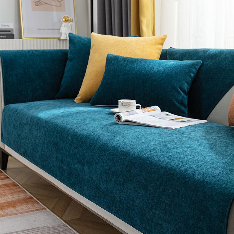 Four Seasons Universal Sofa Cushion Chenille Non-slip Simple Modern Scandinavian Solid Color High-grade Gray Sofa Cover Cover Towel